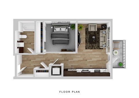 Floor plan for 1 bed, 1 bath, 551 sqft